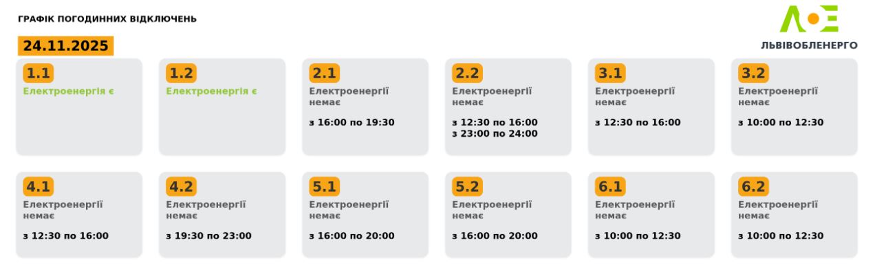 Графики отключений на 24 ноября: где и когда не будет света (список)